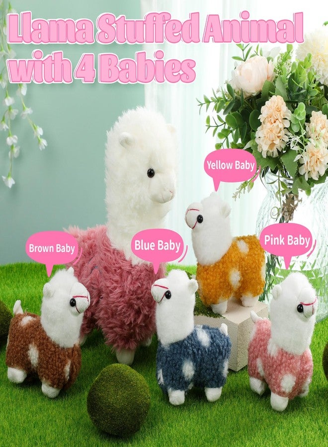 سيفانير دمية لاما محشوة من سيفانر مع 4 دمى لاما صغيرة، مجموعة ألبكة قطيفة لطيفة، وسادة ألبكة ناعمة كاواي للأطفال والفتيات، هدية مثالية لأعياد الميلاد وعيد الحب والتبرعات الخيرية وديكور المنزل (لون وردي) - Image 5